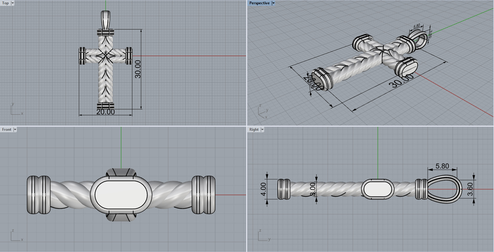 rope cross model 694 3D print model_2