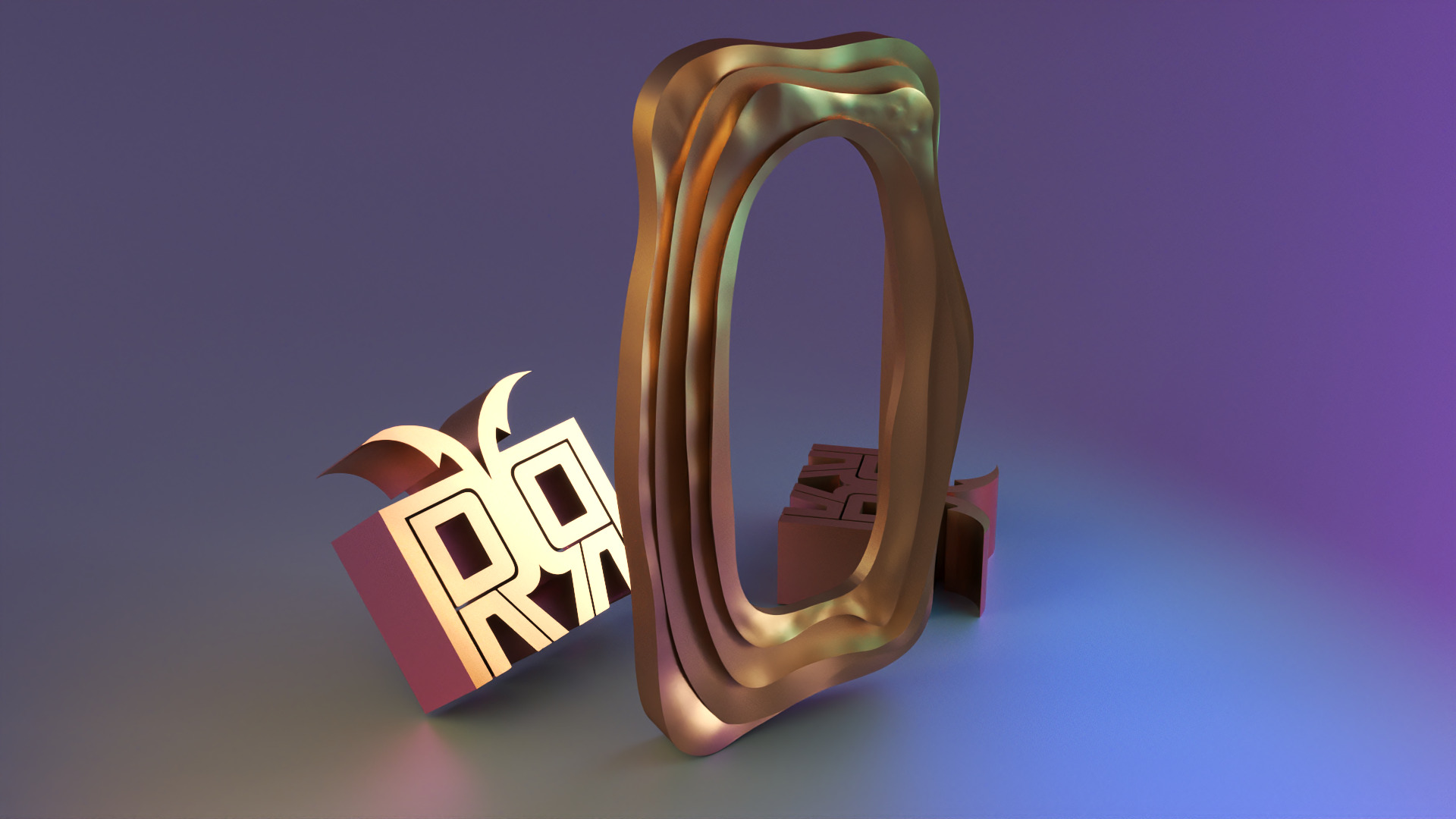 Modern Flow Mirror Frame 3D print model_6
