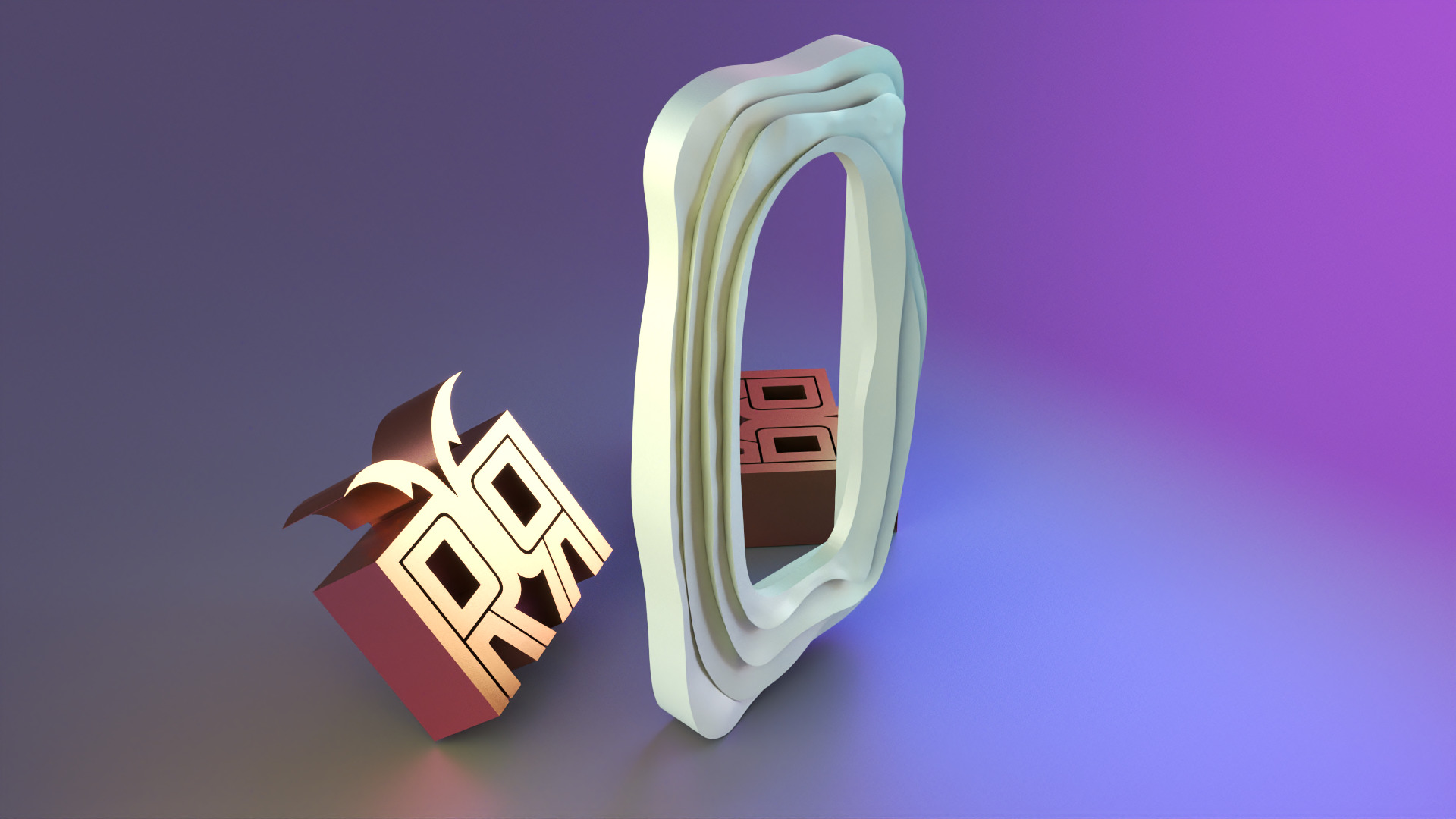 Modern Flow Mirror Frame 3D print model_4