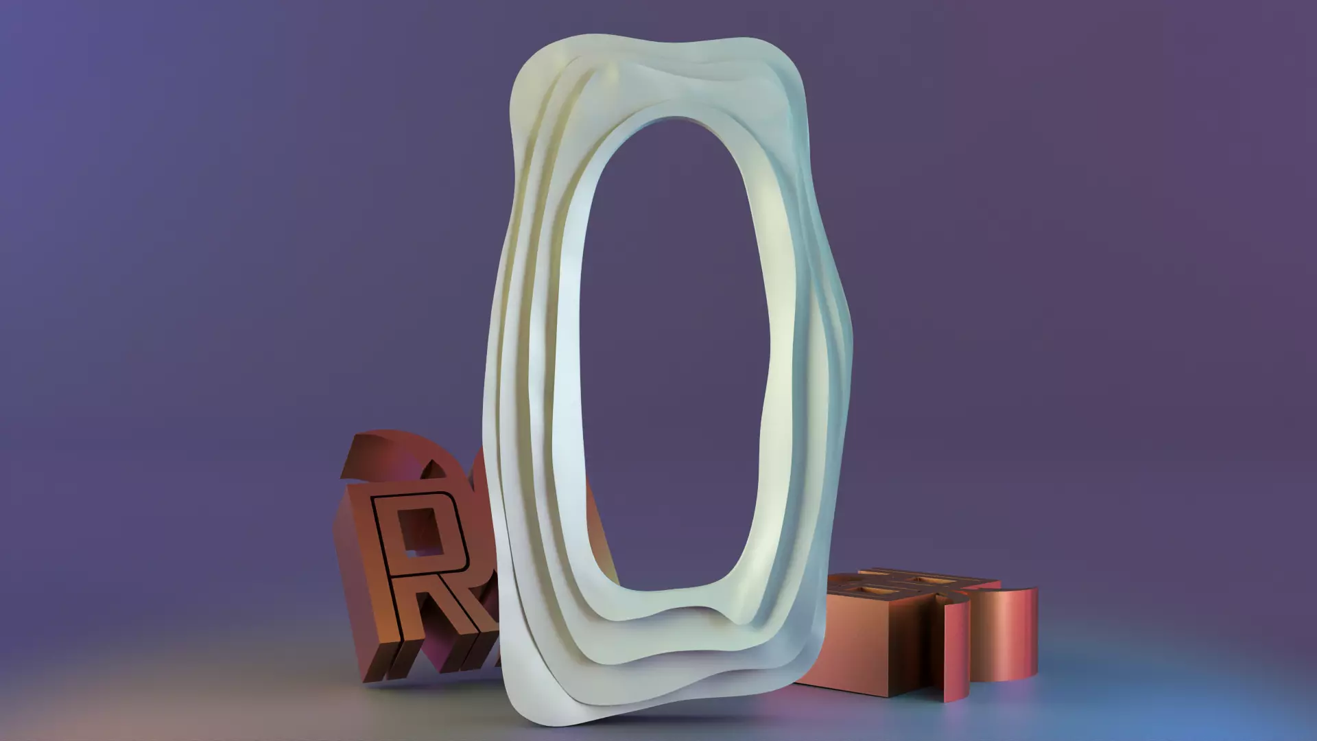 Modern Flow Mirror Frame 3D print model_0