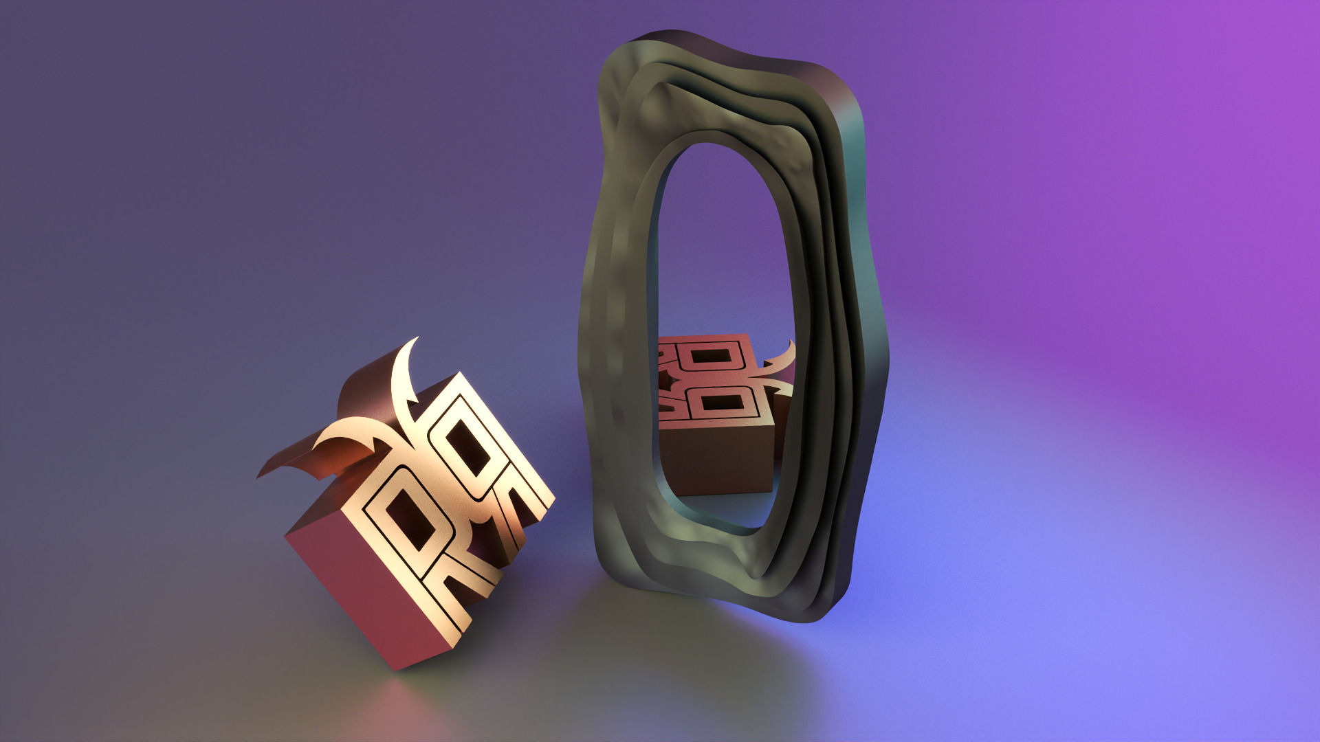 Modern Flow Mirror Frame 3D print model_5