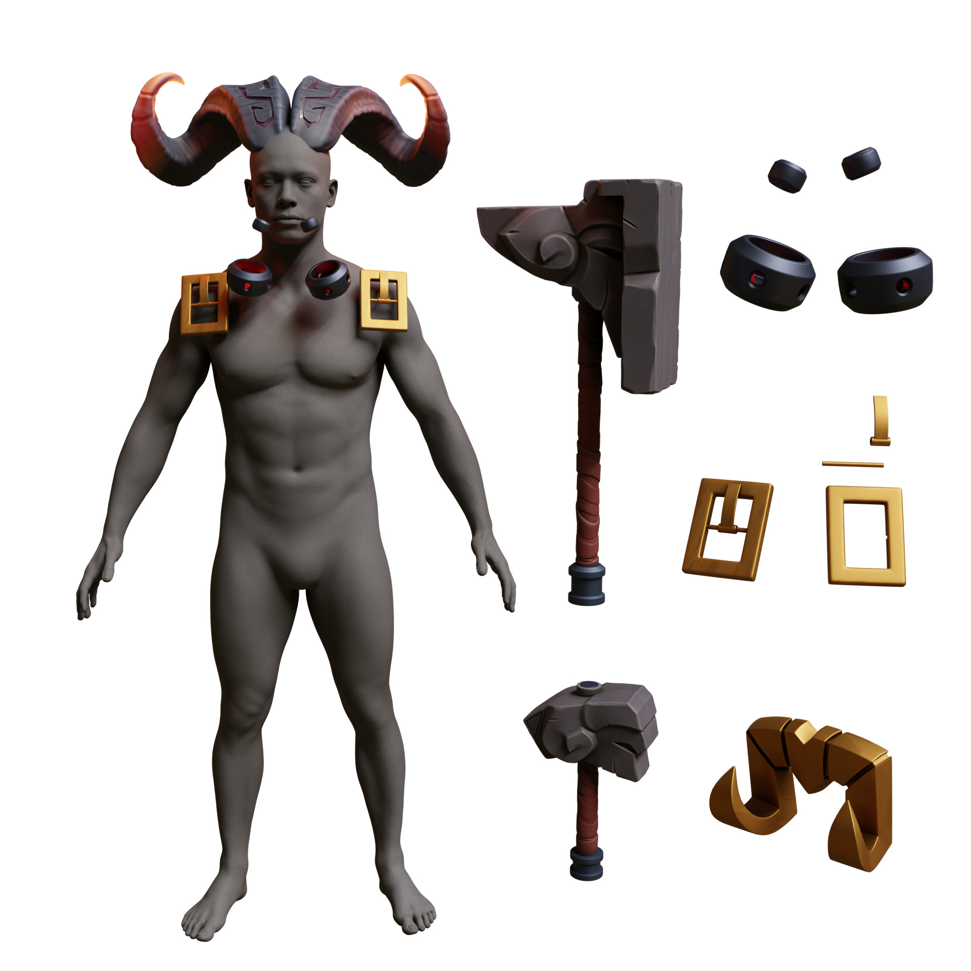 Ornn horns weapon hammer anvil cosplay 3D print model_25