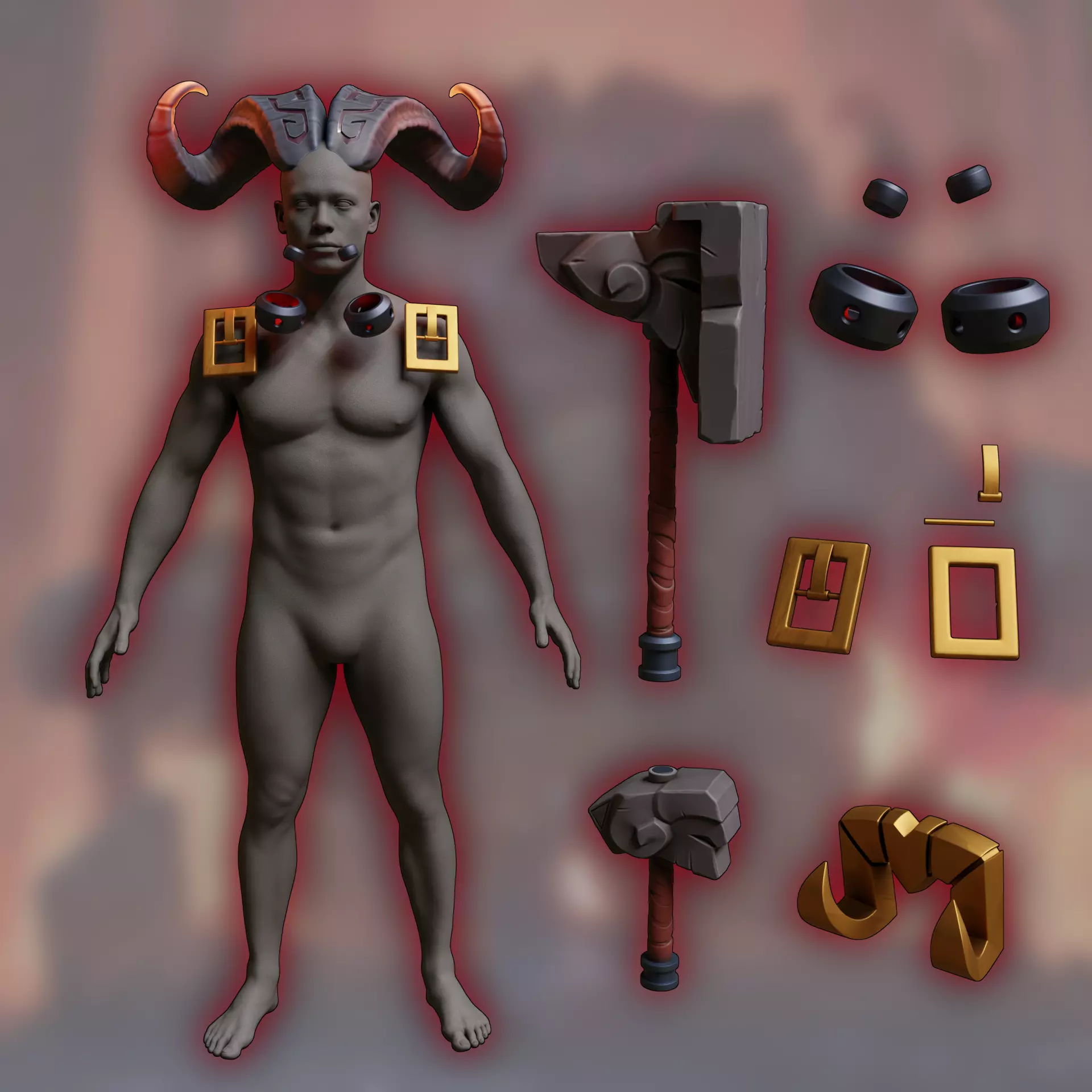 Ornn horns weapon hammer anvil cosplay 3D print model_0