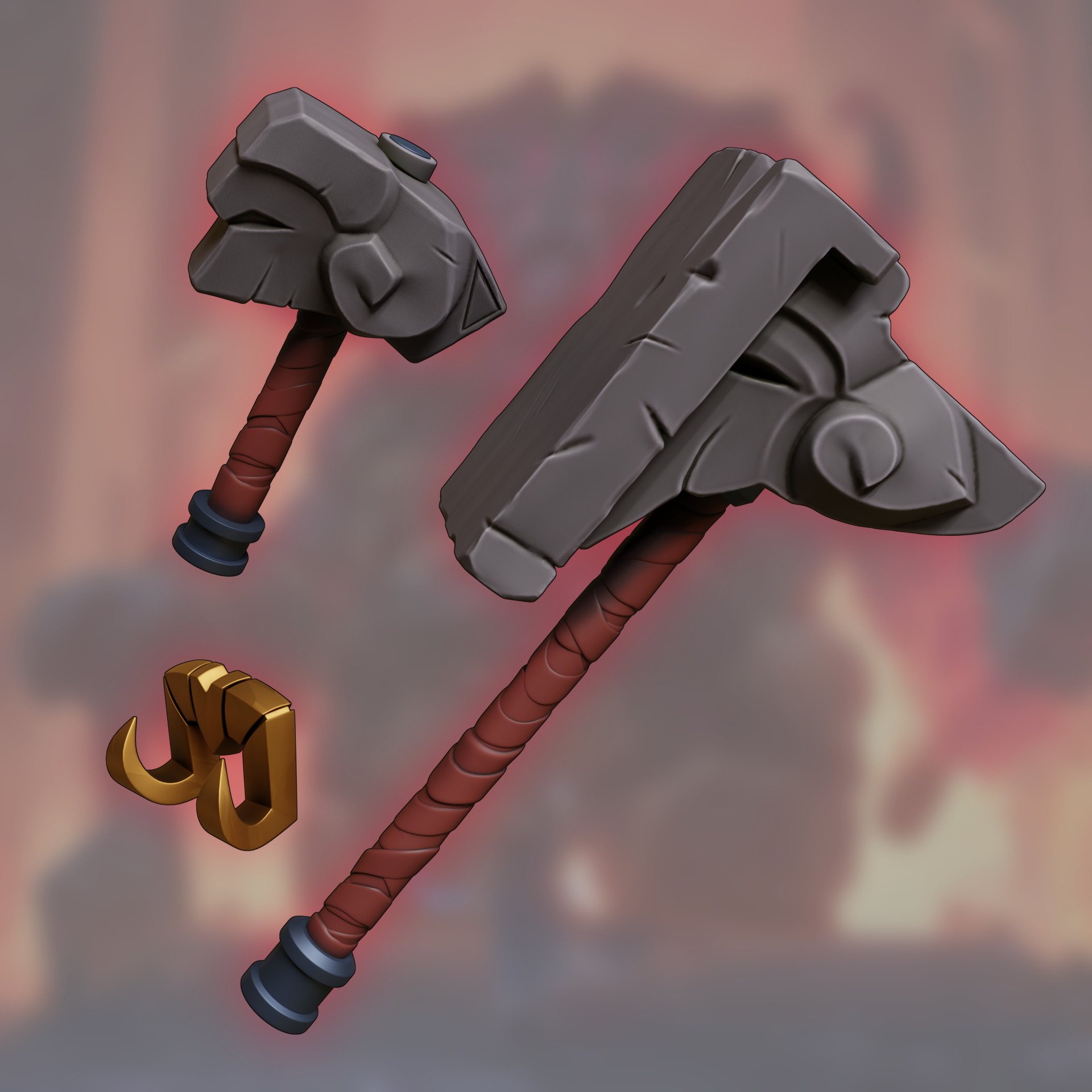Ornn horns weapon hammer anvil cosplay 3D print model_9