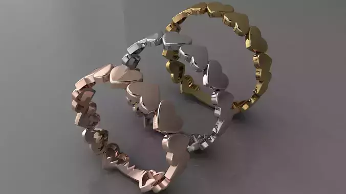 Gold Ring Heart Model Code 009  3D File 
