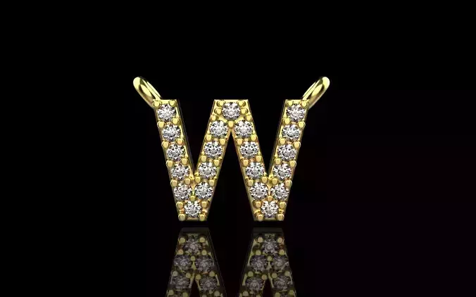 W initial pendant necklace model 697