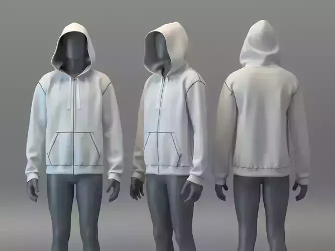 Hoodie with Zipper Style 2 3D model