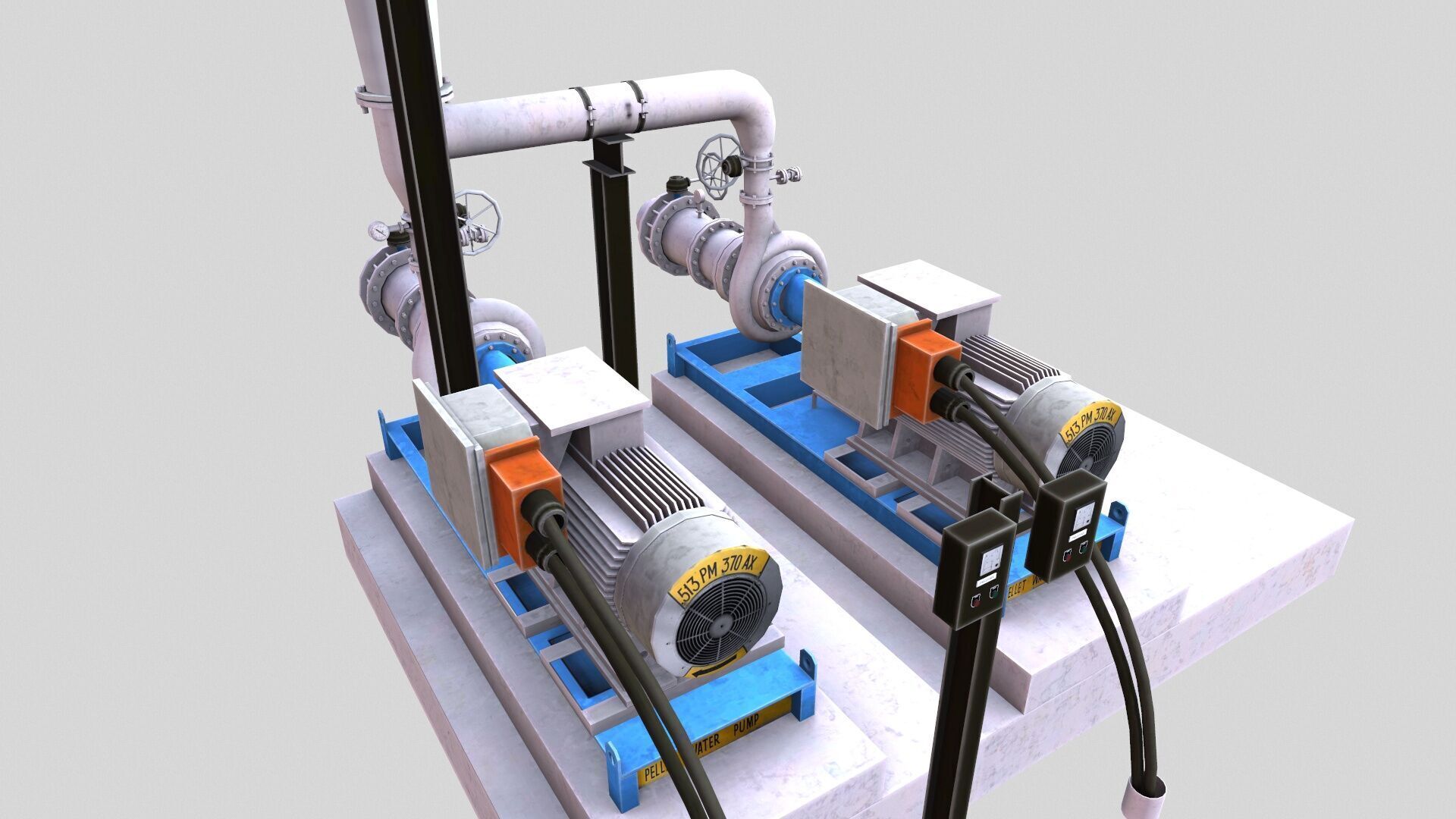 Water Pump Low-poly 3D model_6