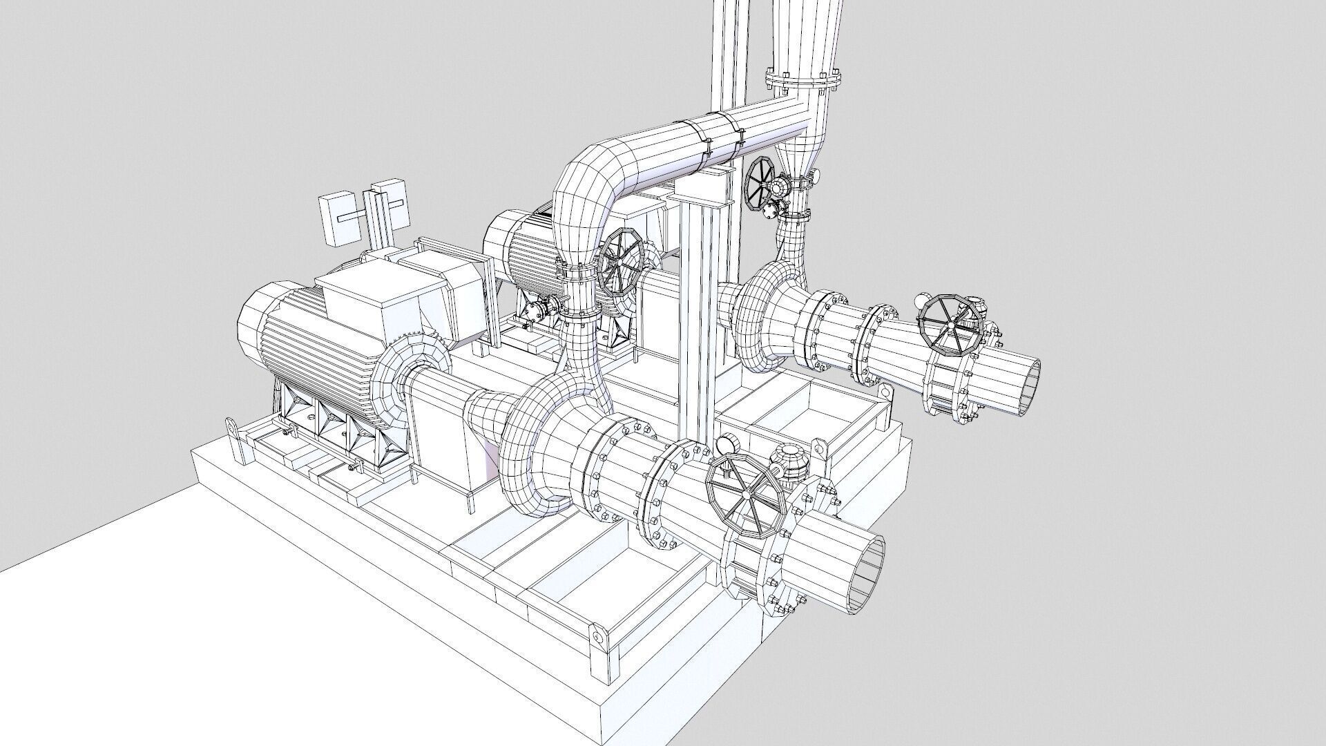 Water Pump Low-poly 3D model_9