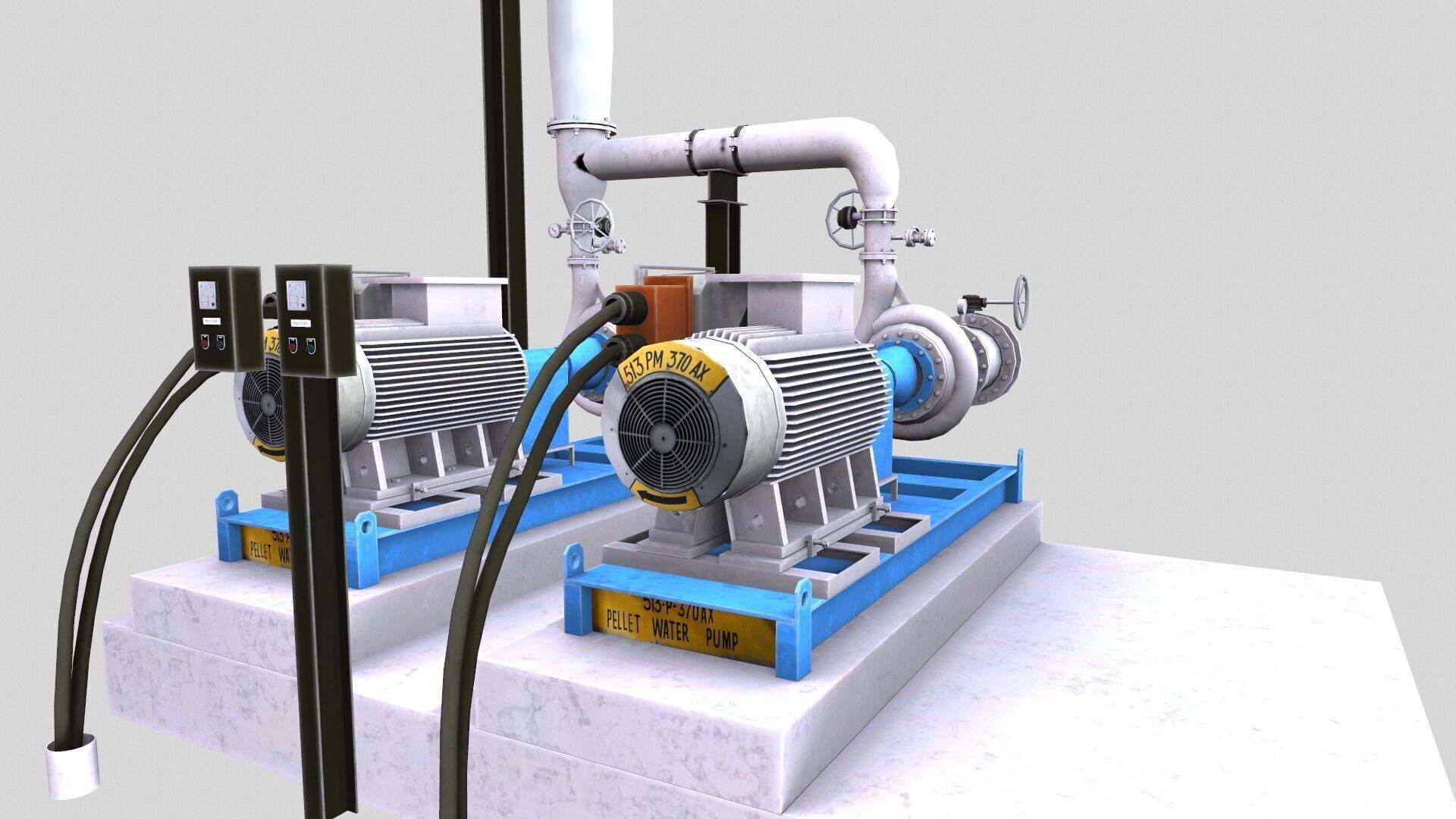 Water Pump Low-poly 3D model_4