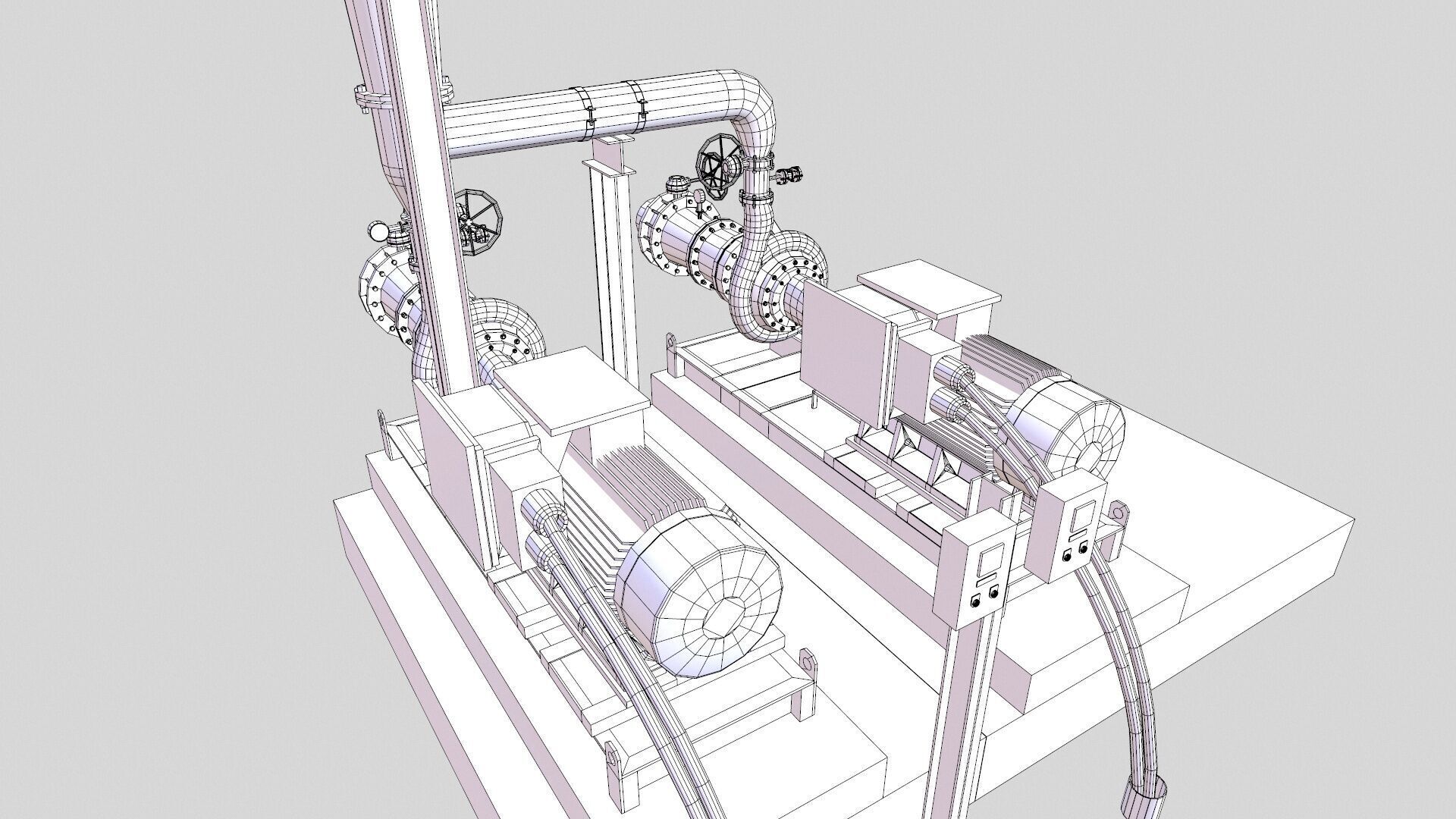 Water Pump Low-poly 3D model_7
