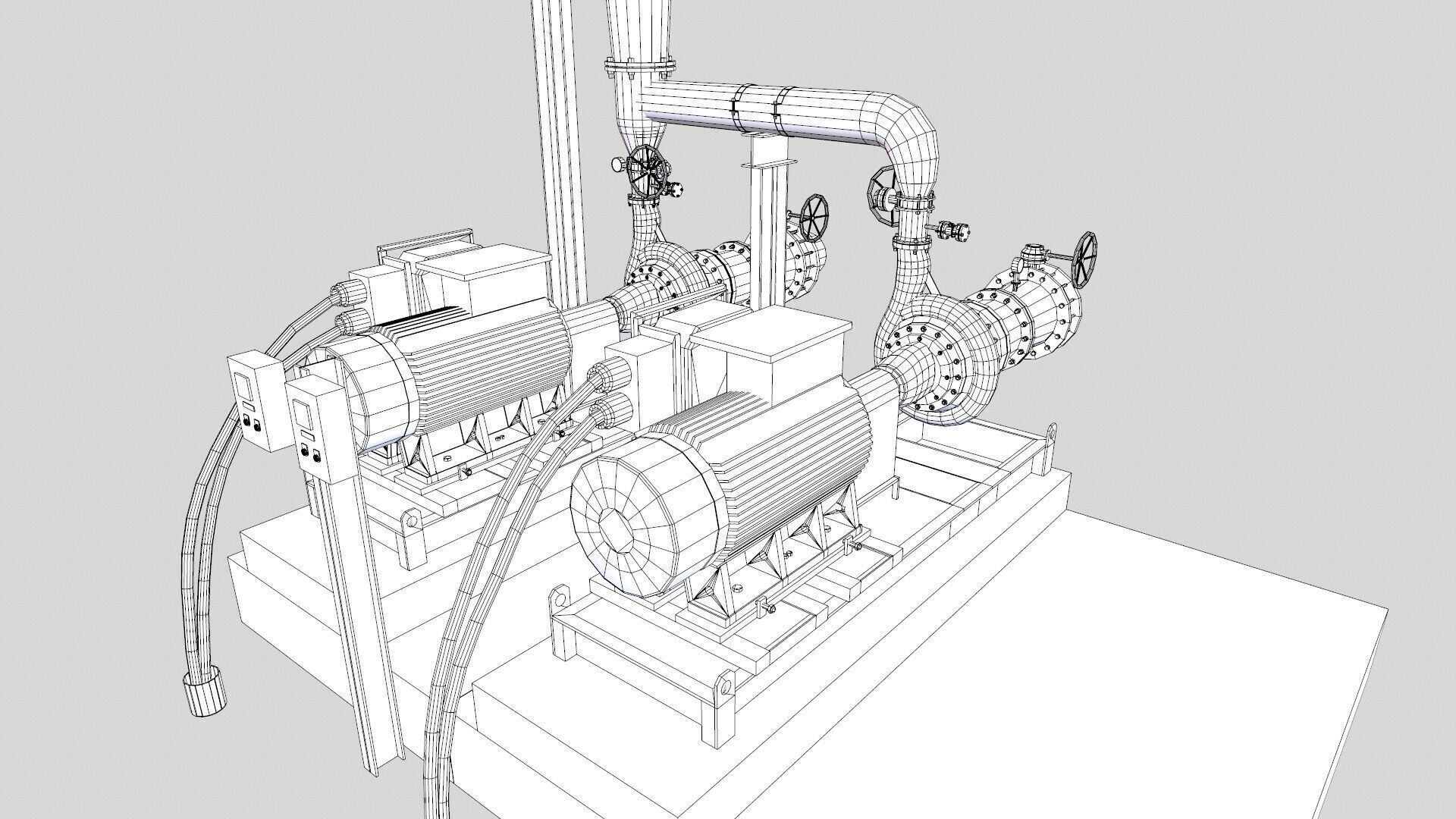 Water Pump Low-poly 3D model_8