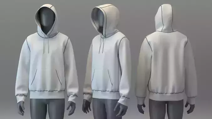 Hoodie with Topstitch Detail