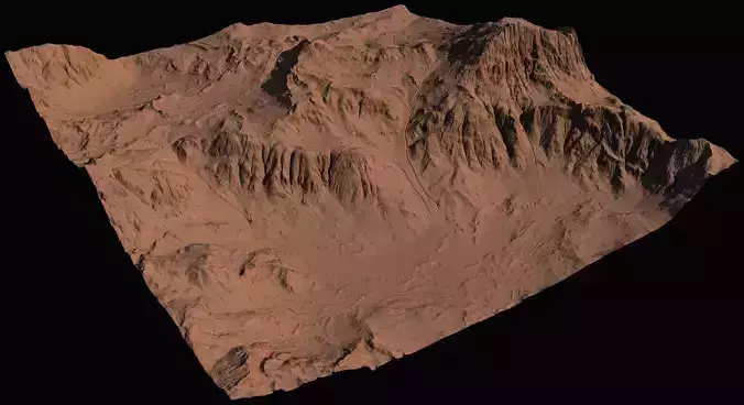 High-polly Desert Mountain Range