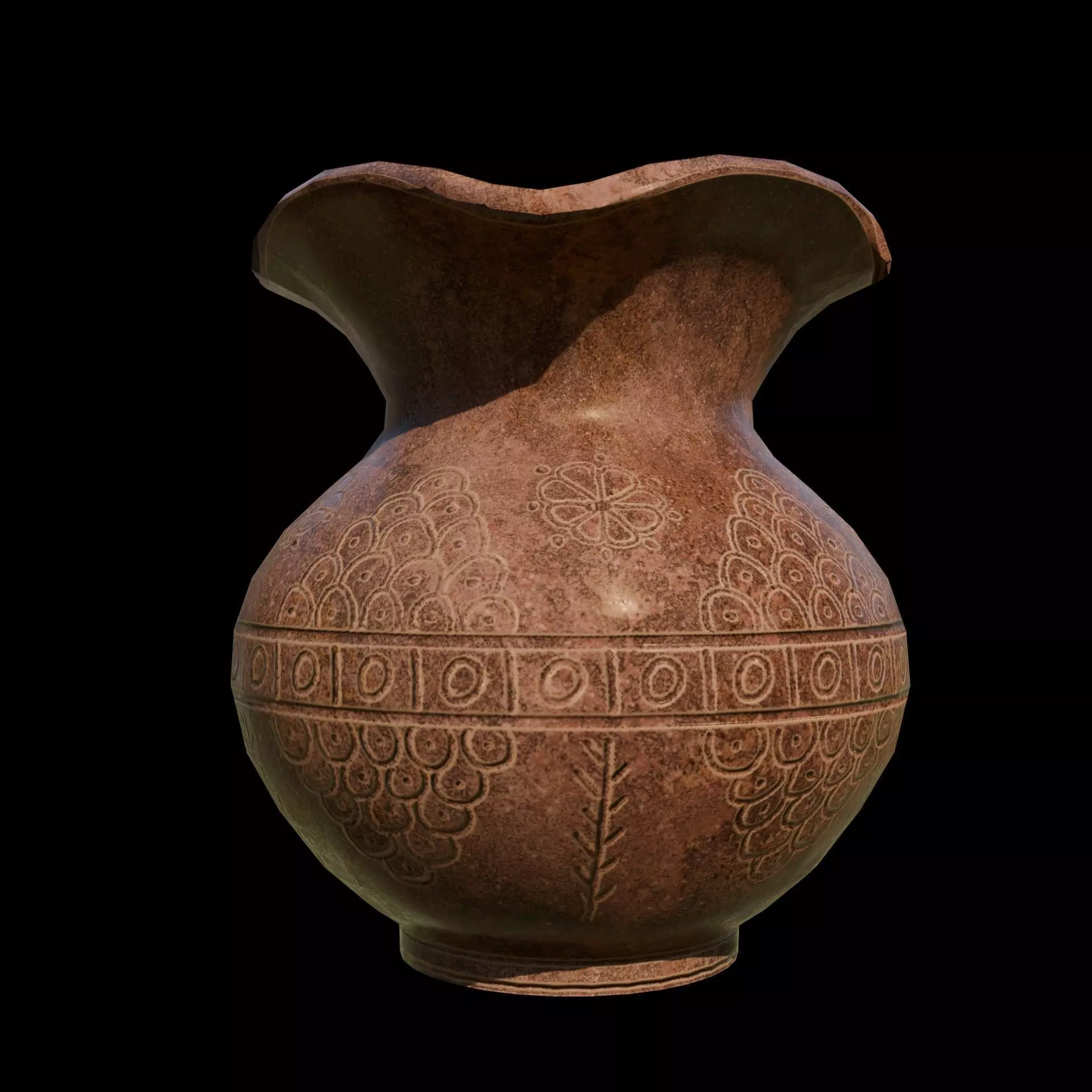 Clay Vase Low-poly 3D model_0