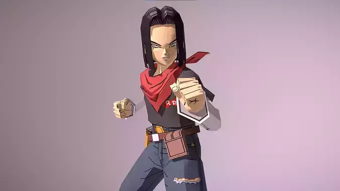 Android 17 - Cell Saga - Dragon Ball Z - Budokai 2 Low-poly 3D model