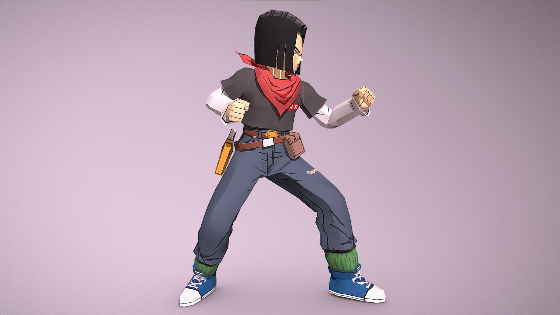 Android 17 - Cell Saga - Dragon Ball Z - Budokai 2 Low-poly 3D model_5