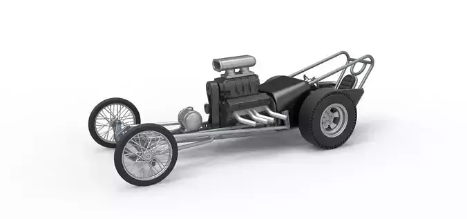 Front engine old school dragster with V8 Version 3 Scale 1 to 25 3D print model