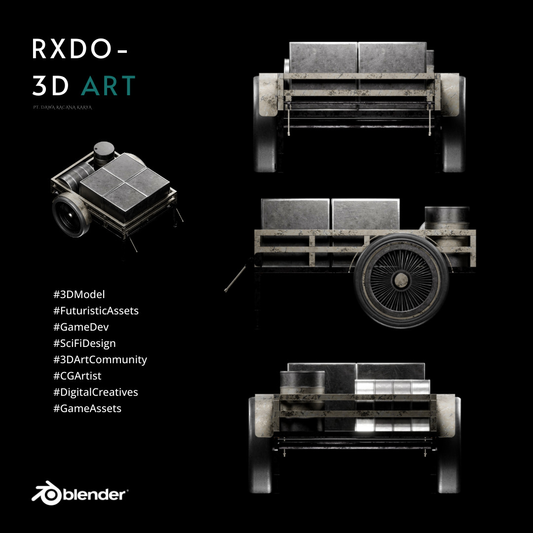 Futuristic cart transport 3d assets V6 Low-poly 3D model_3