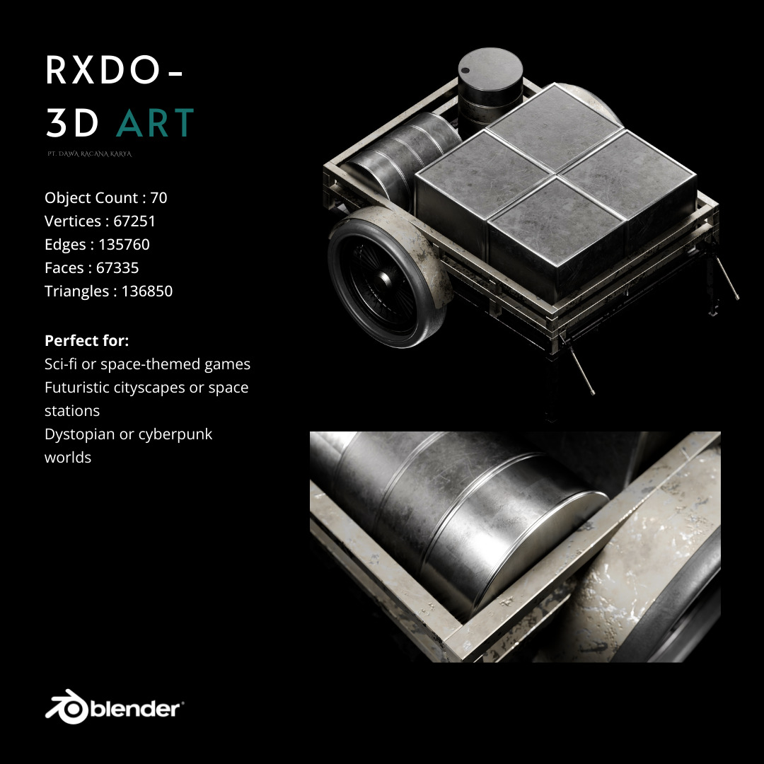 Futuristic cart transport 3d assets V6 Low-poly 3D model_2