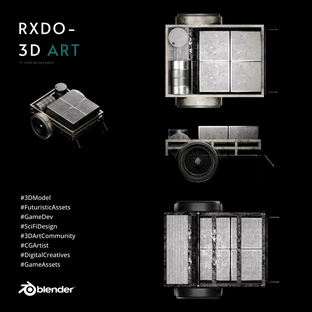 Futuristic cart transport 3d assets V6 Low-poly 3D model_4