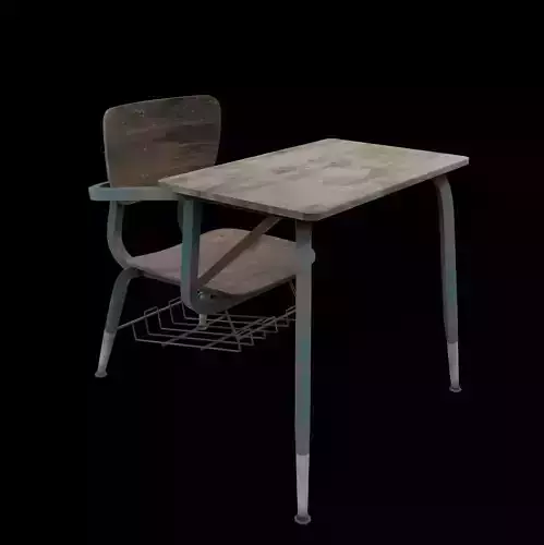 Old Rusty School Chair Desk