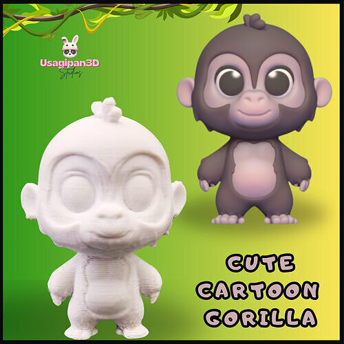 Cute Cartoon Gorilla 3D print model