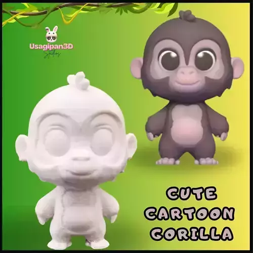 Cute Cartoon Gorilla 3D print model