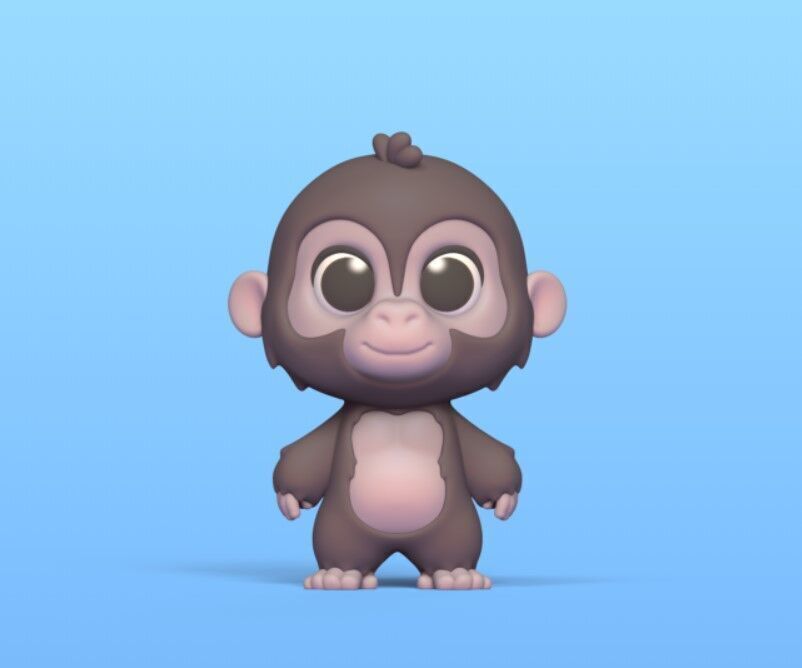 Cute Cartoon Gorilla 3D print model_1