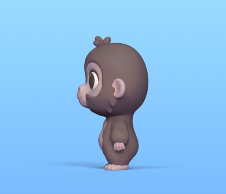 Cute Cartoon Gorilla 3D print model_3