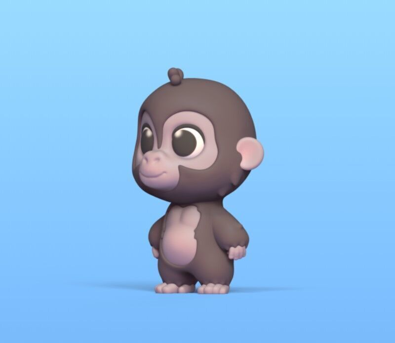 Cute Cartoon Gorilla 3D print model_2