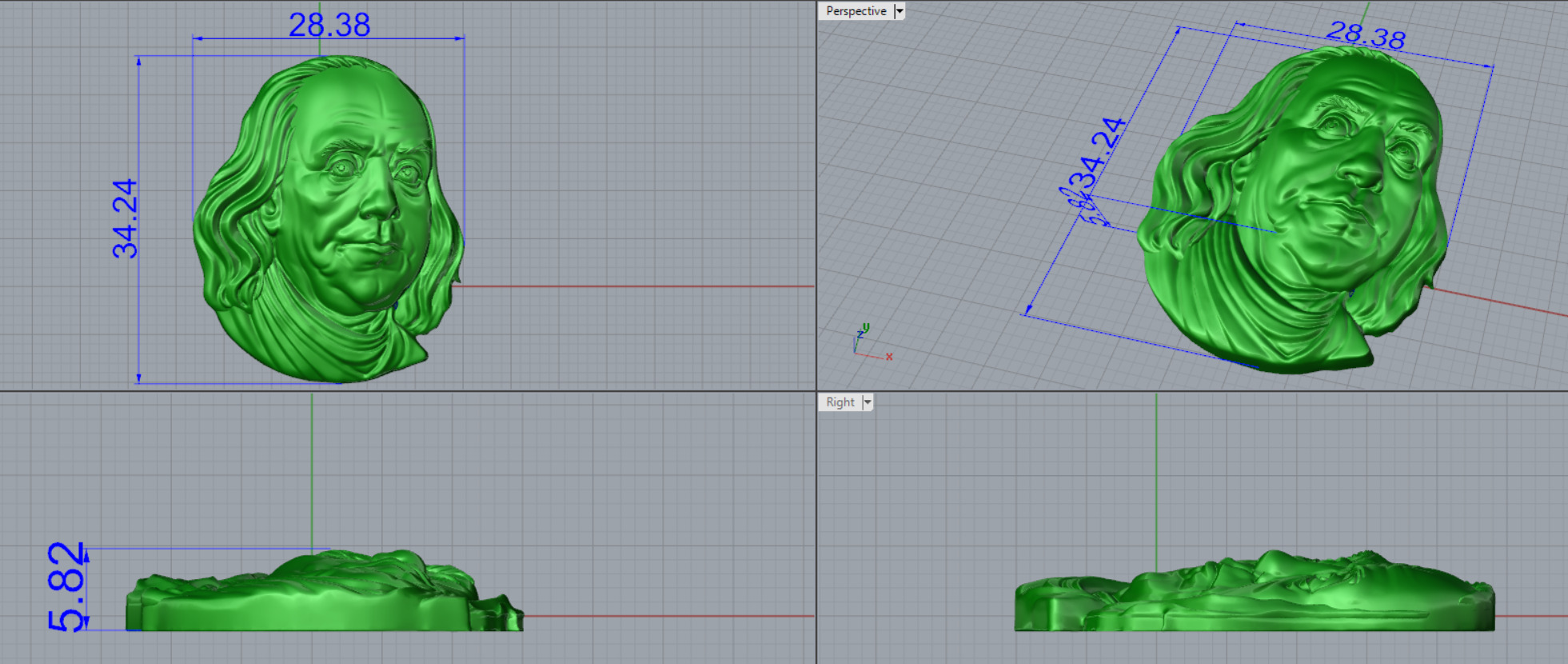 Benjamin Franklin 3DM STL OBJ model for 3D printing and CNC 3D print model_9