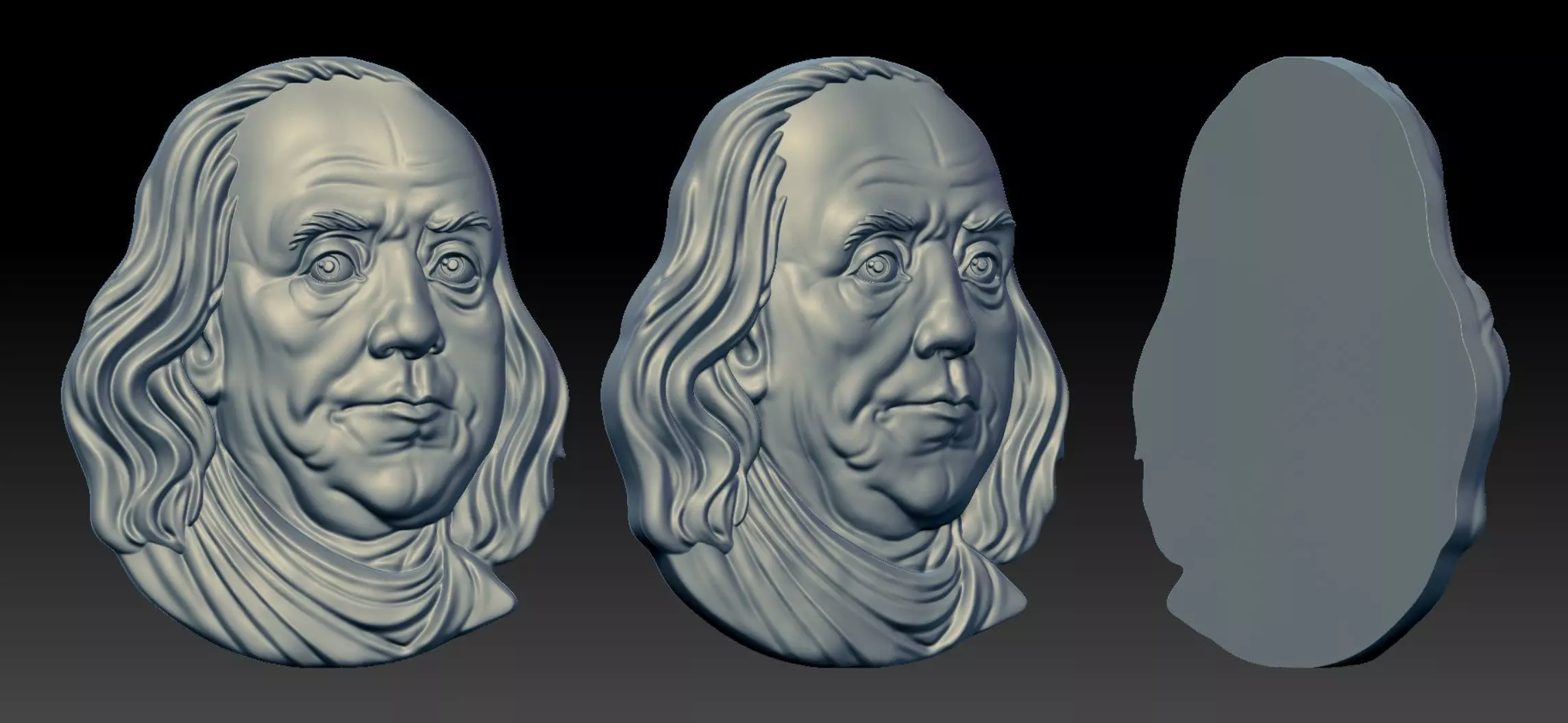 Benjamin Franklin 3DM STL OBJ model for 3D printing and CNC 3D print model_0