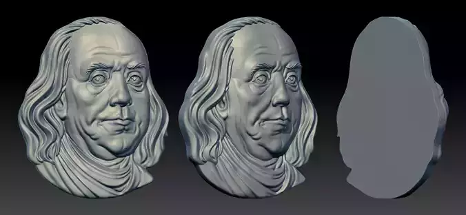 Benjamin Franklin 3DM STL OBJ model for 3D printing and CNC 3D print model
