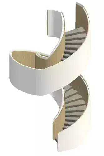 Spiral staircase with customized rails Revit model 3D model