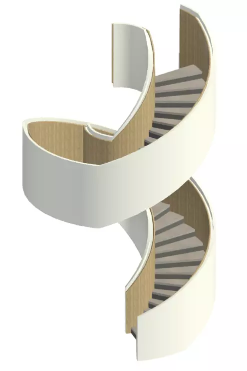 Spiral staircase with customized rails Revit model 3D model_0