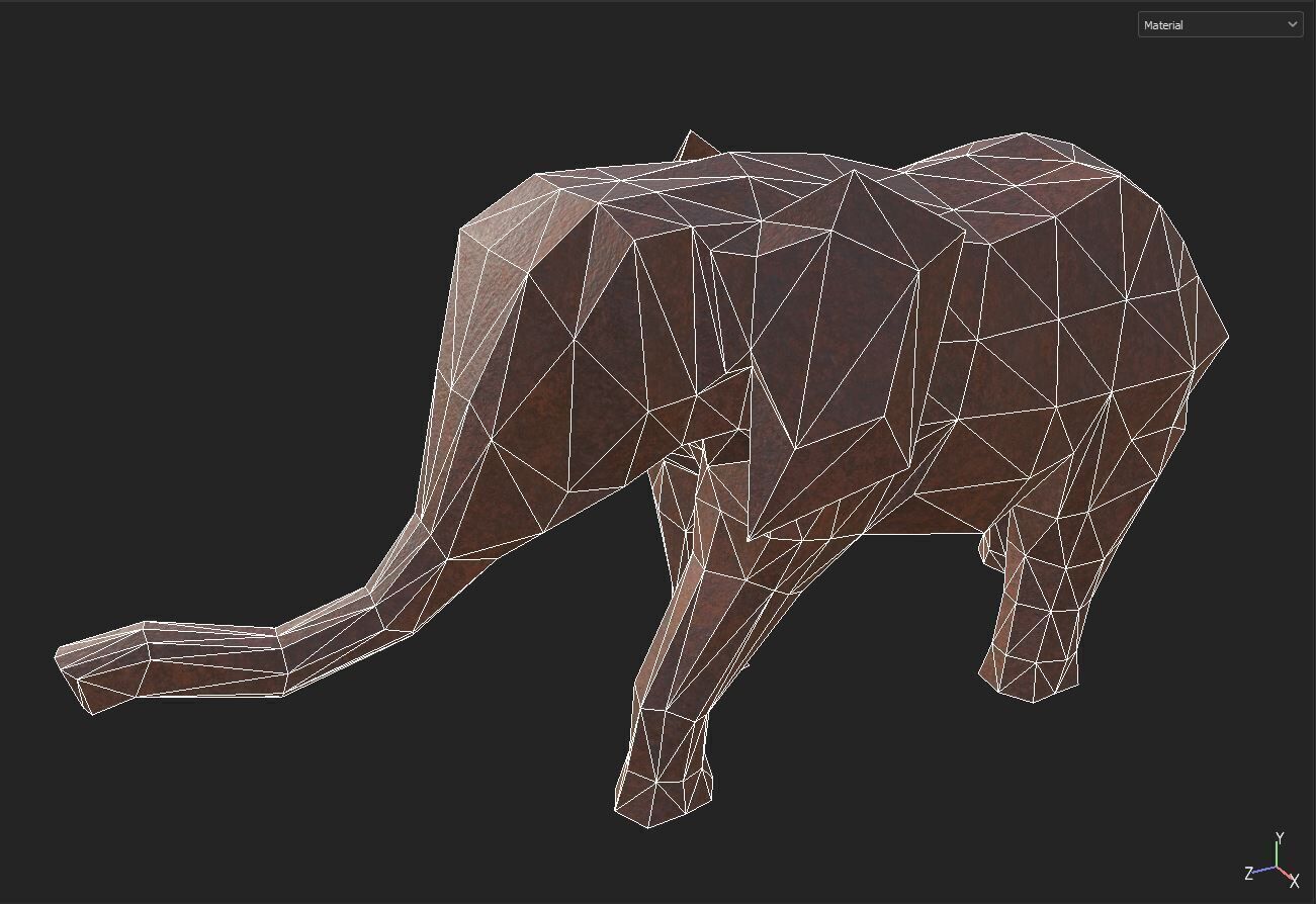 Elephant Figure Low-poly 3D model_7