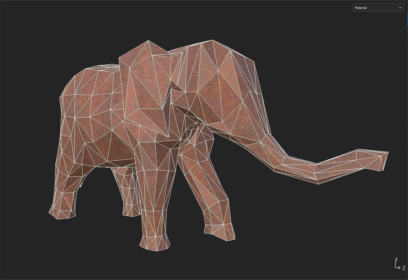 Elephant Figure Low-poly 3D model_6