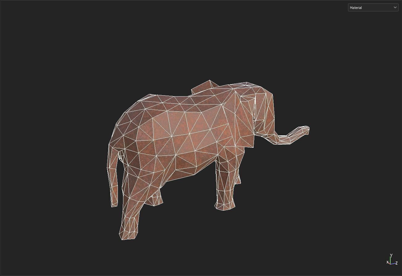 Elephant Figure Low-poly 3D model_5