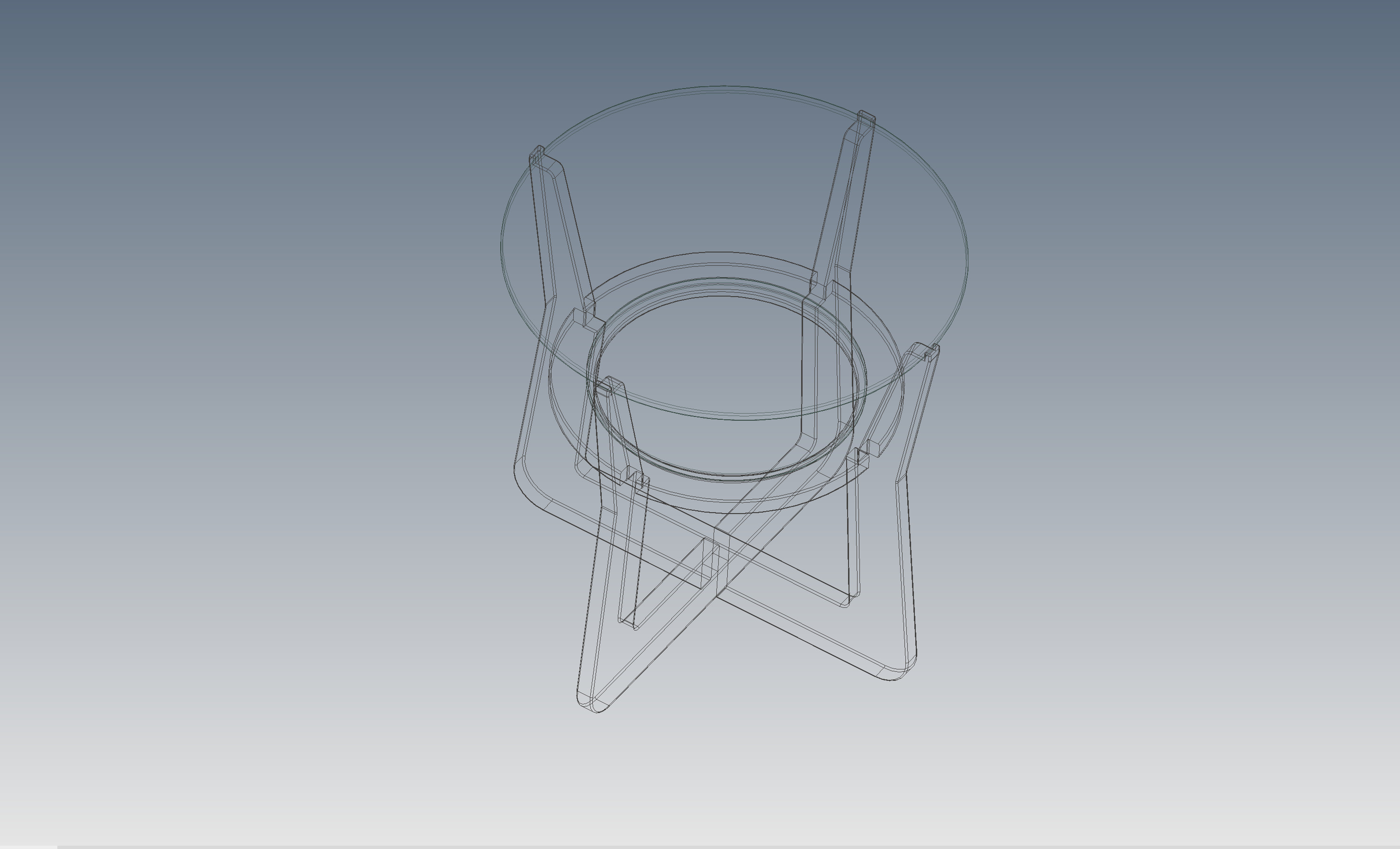 A round glass table with metallic legs 3D model_6