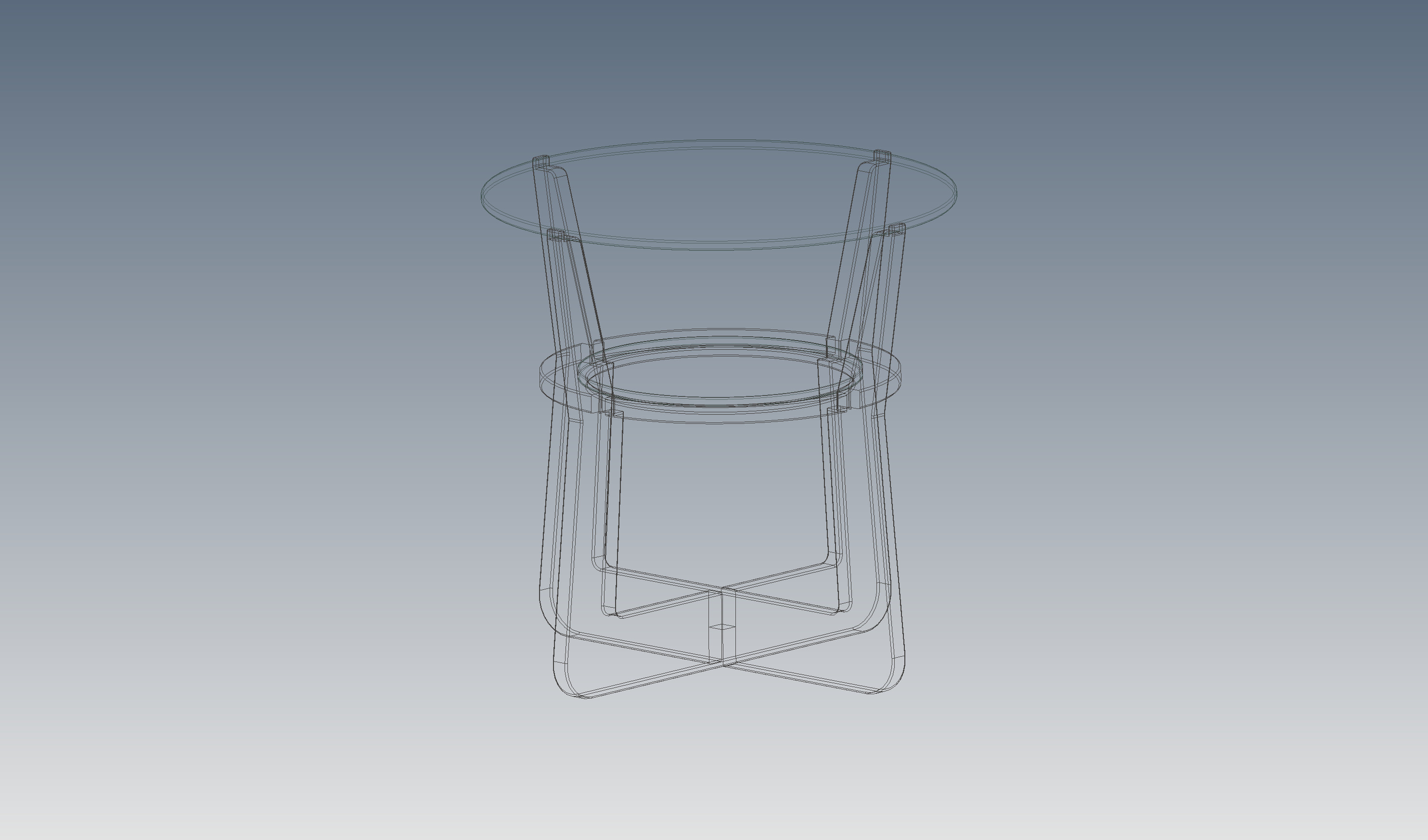 A round glass table with metallic legs 3D model_5