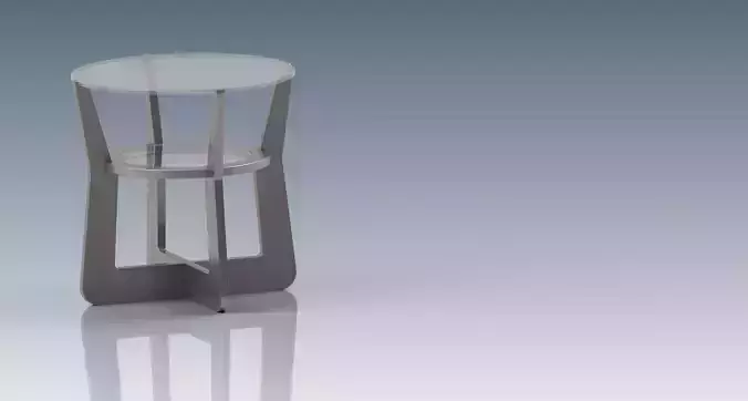 A round glass table with metallic legs