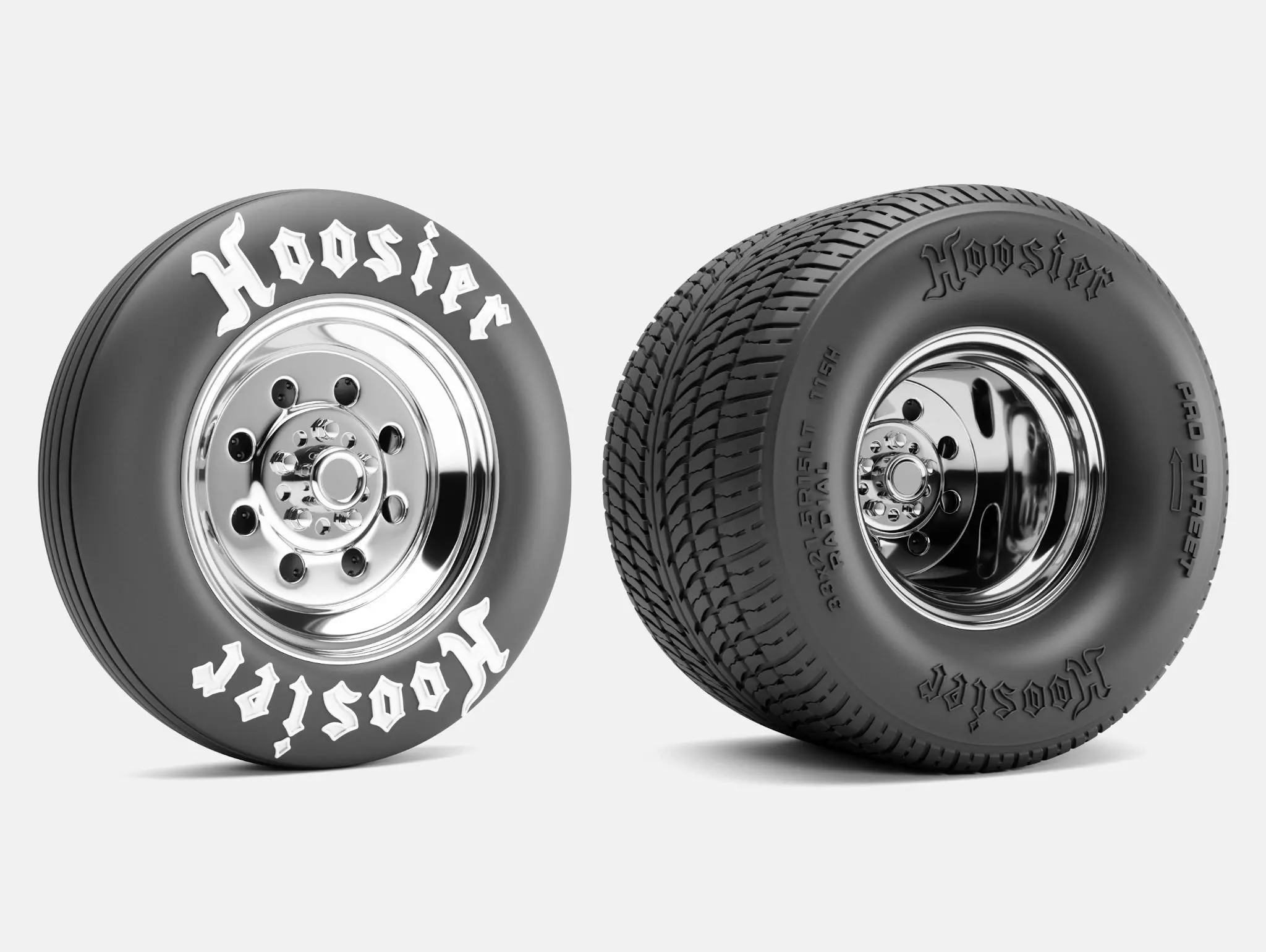 15x5 15x15 Weld Draglite Wheels Hoosier Tires 3D print model_0