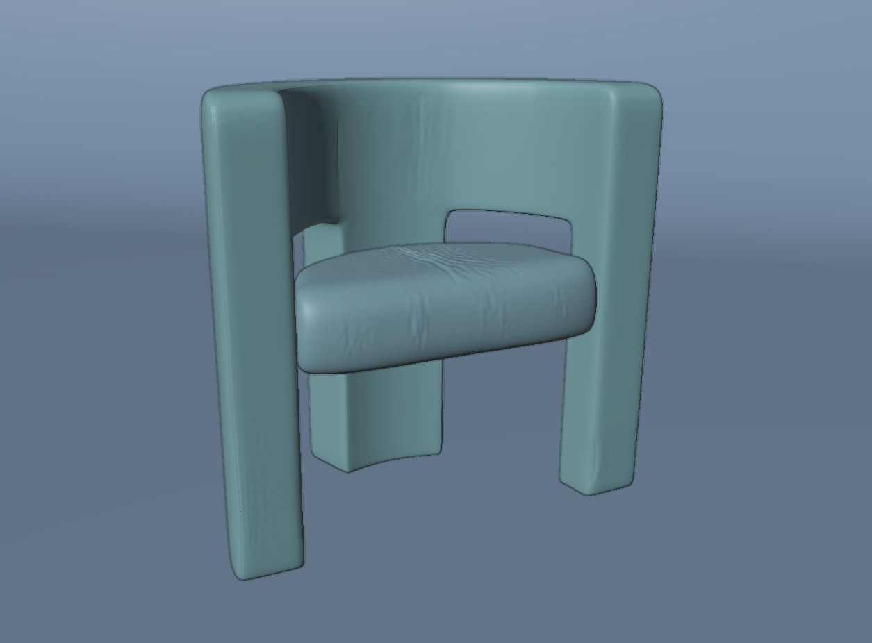 Velvet Armchair Low-poly 3D model_5