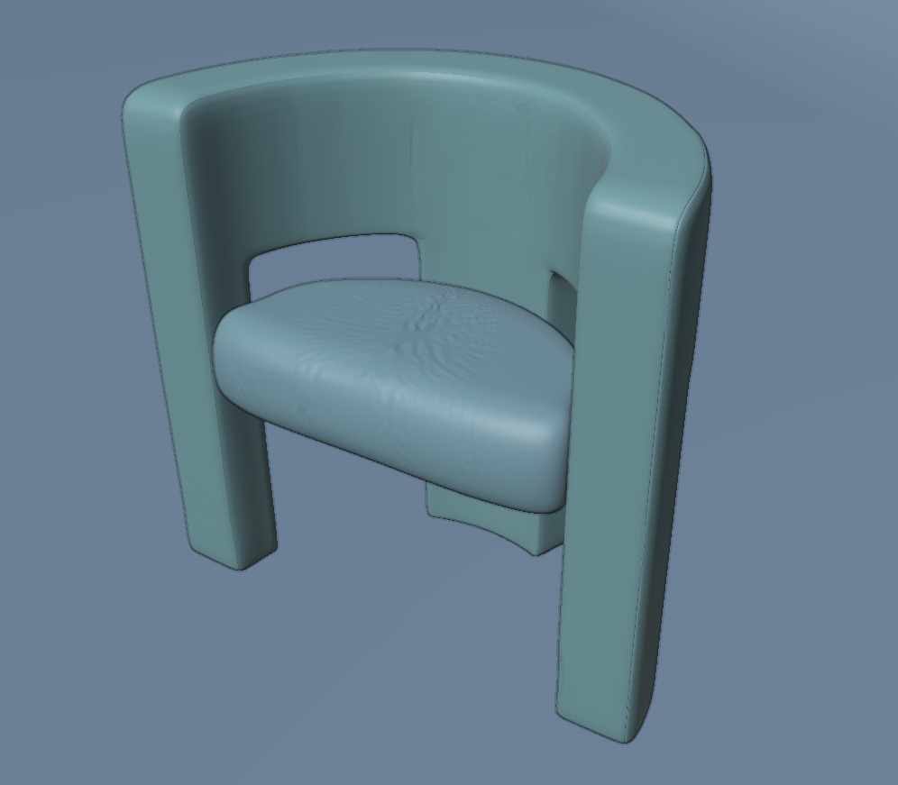 Velvet Armchair Low-poly 3D model_6