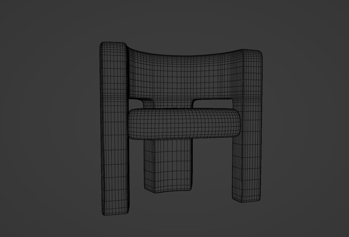Velvet Armchair Low-poly 3D model_8