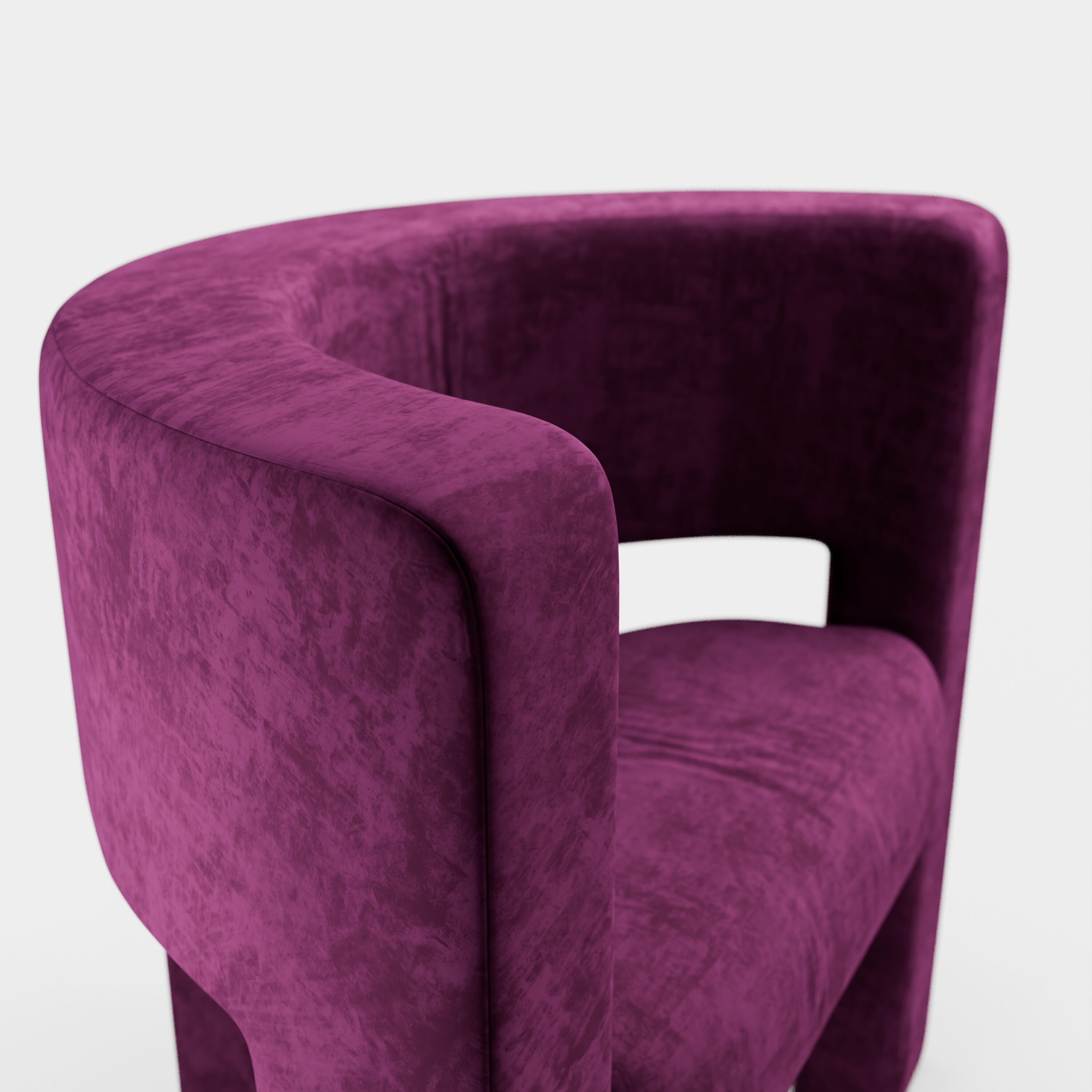 Velvet Armchair Low-poly 3D model_3