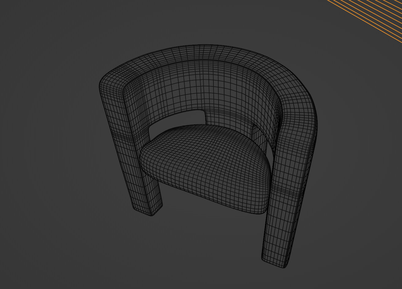 Velvet Armchair Low-poly 3D model_7