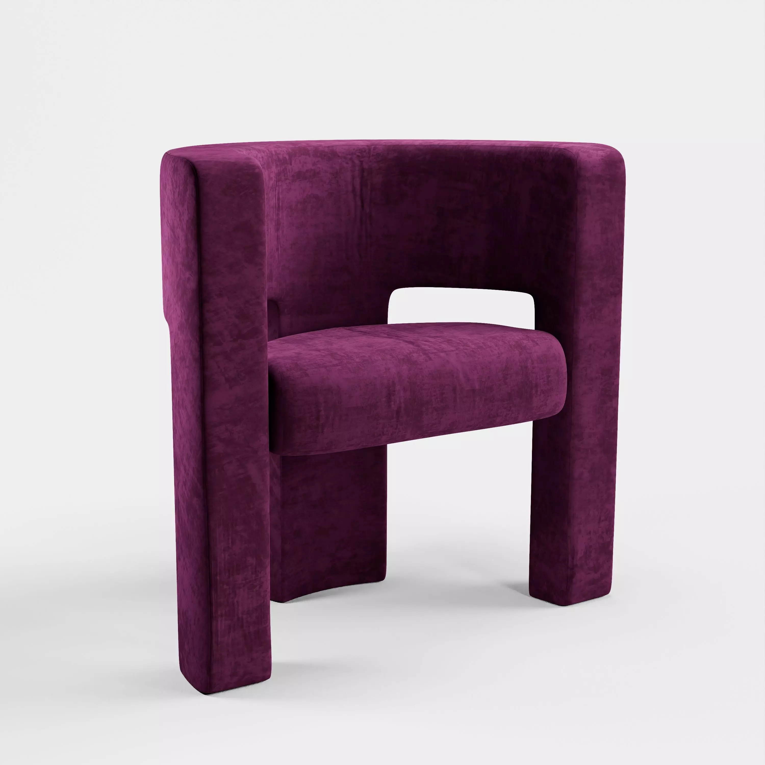 Velvet Armchair Low-poly 3D model_0