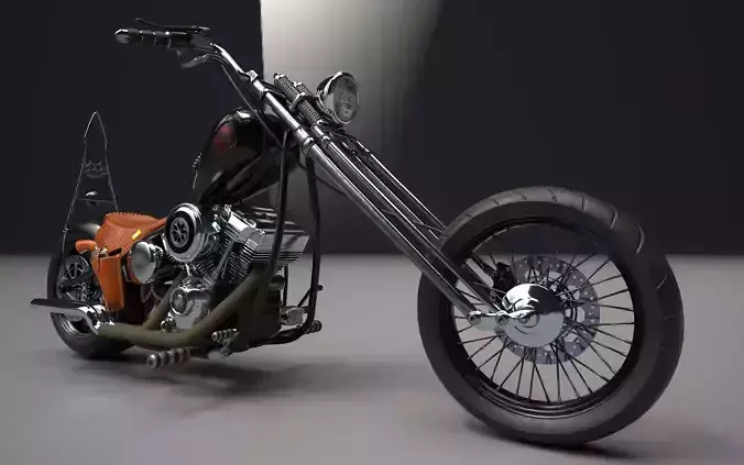 Custom Chopper Motorcycle 3D model